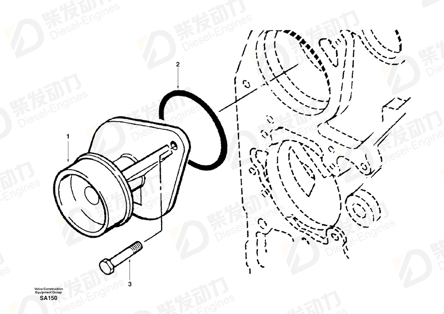 VOLVO Water Pump SA3928395 Drawing