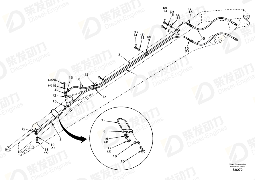VOLVO Hose SA9401-15630 Drawing VOLVO Hose SA9401-15630 Drawing