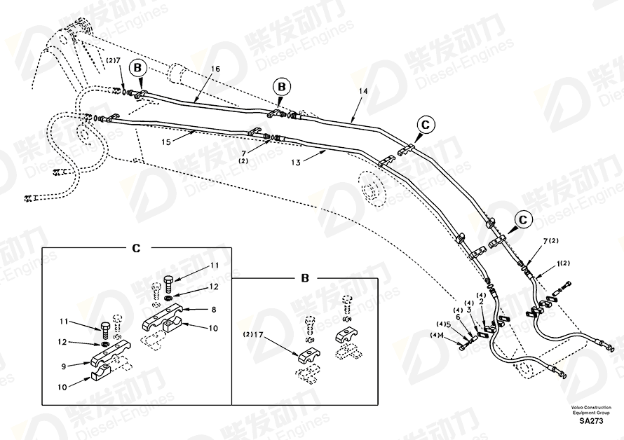 VOLVO Pipe SA1174-53030 Drawing VOLVO Pipe SA1174-53030 Drawing