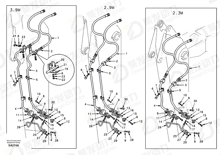 VOLVO Pipe SA1174-53151 Drawing VOLVO Pipe SA1174-53151 Drawing