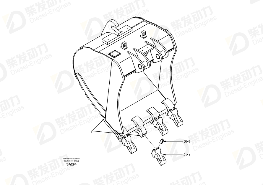 VOLVO Bucket SA1171-70011 Drawing VOLVO Bucket SA1171-70011 Drawing