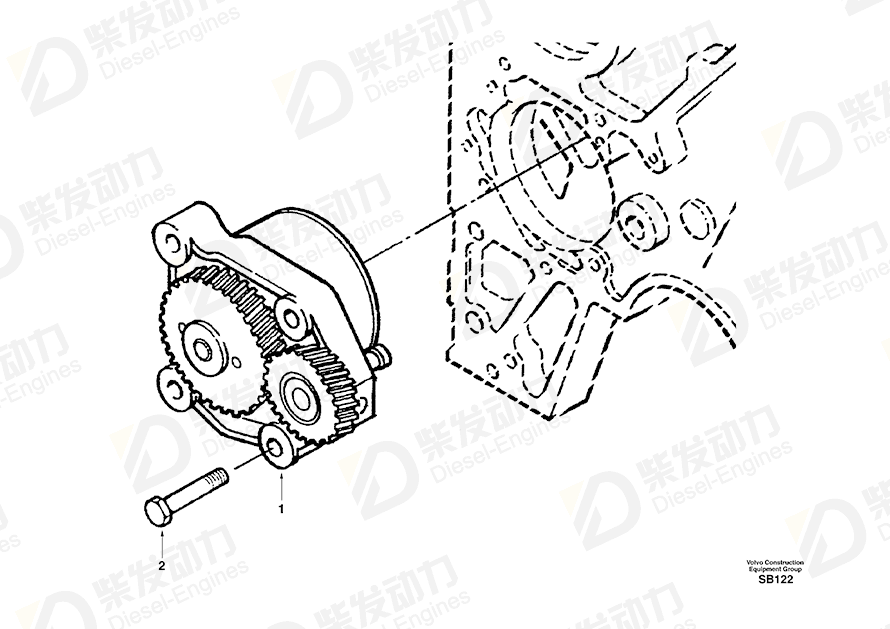 VOLVO Engine Oil Pump SA3802278 Drawing