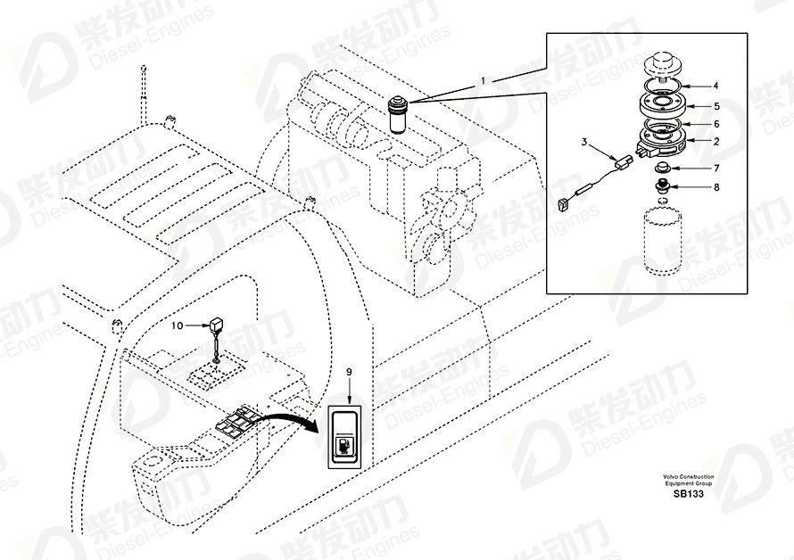 VOLVO Fuel Heater SA1122-01890 Drawing VOLVO Fuel Heater SA1122-01890 Drawing
