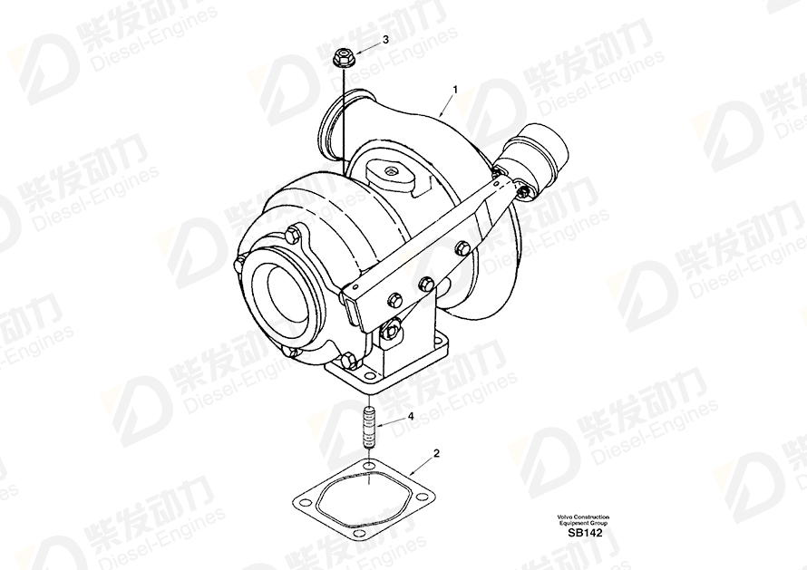 VOLVO Turbocharger SA3802651 Drawing VOLVO Turbocharger SA3802651 Drawing