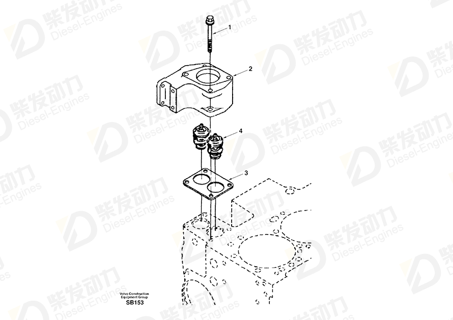 VOLVO Thermostat SA3928639 Drawing