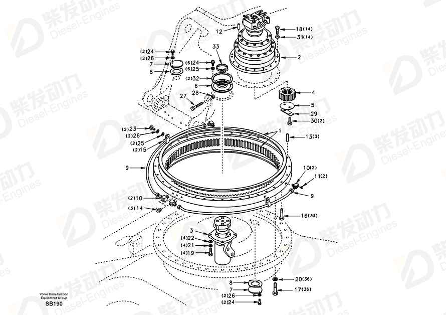 VOLVO Swing gear SA1155-00050 Drawing