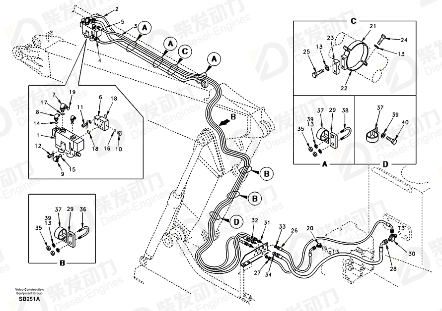 VOLVO Hose assembly SA9453-03618 Drawing VOLVO Hose assembly SA9453-03618 Drawing
