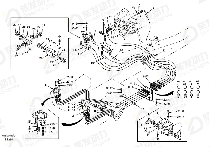 VOLVO Hose assembly SA9451-03223 Drawing VOLVO Hose assembly SA9451-03223 Drawing