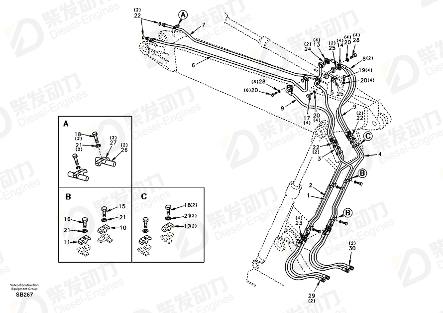 VOLVO Pipe SA1174-54310 Drawing VOLVO Pipe SA1174-54310 Drawing