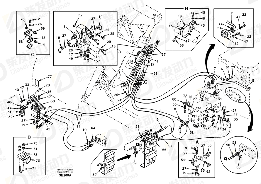 VOLVO Hose assembly SA9451-02358 Drawing VOLVO Hose assembly SA9451-02358 Drawing