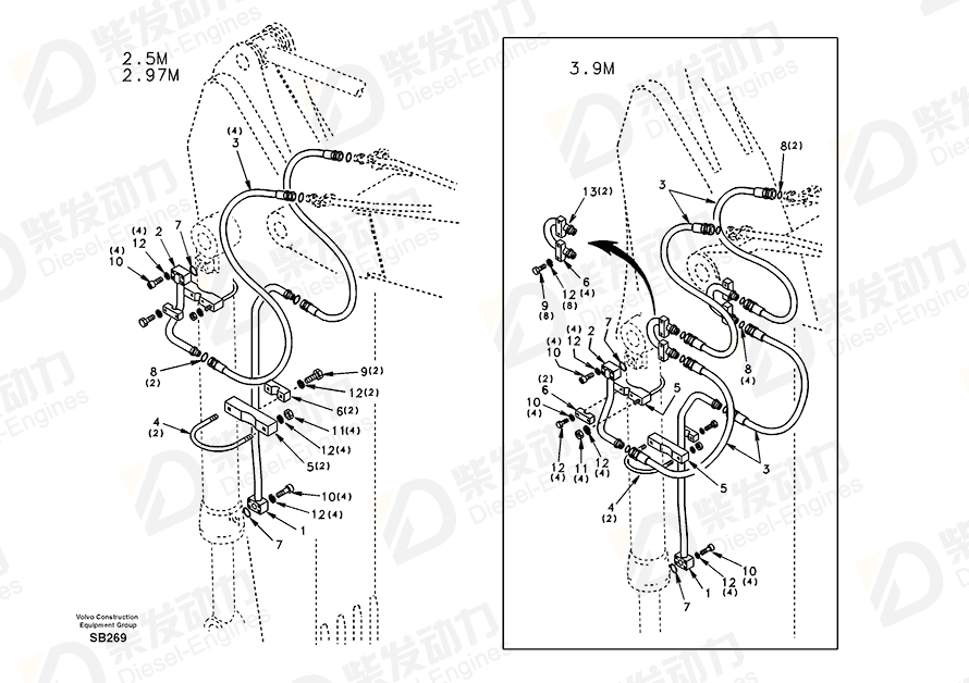 VOLVO Pipe SA1174-00510 Drawing VOLVO Pipe SA1174-00510 Drawing