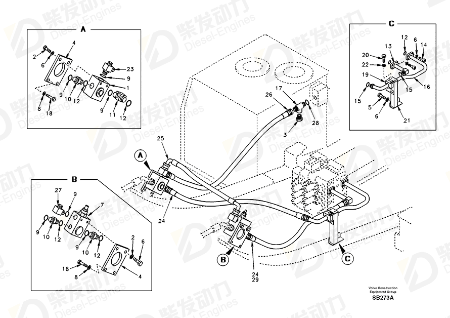 VOLVO Pipe SA1142-07840 Drawing VOLVO Pipe SA1142-07840 Drawing