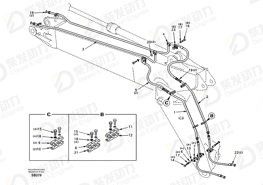 VOLVO Pipe SA1174-54390 Drawing VOLVO Pipe SA1174-54390 Drawing