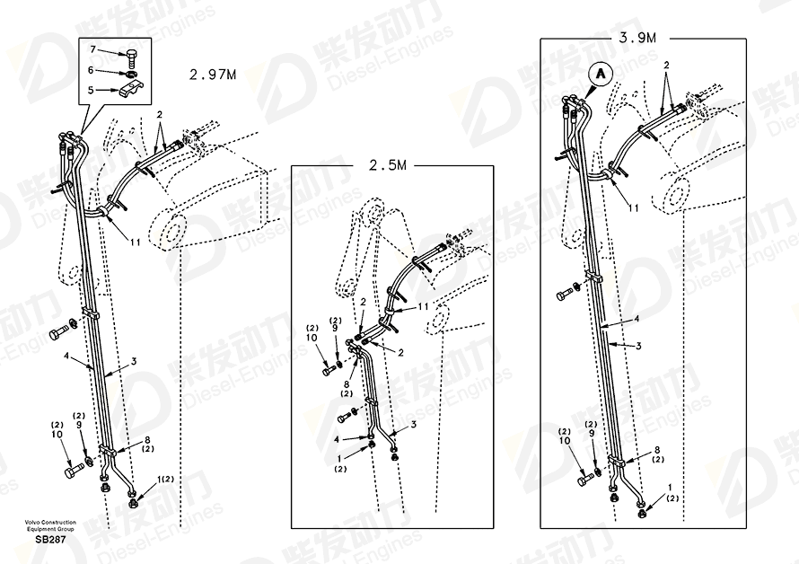 VOLVO Pipe SA1174-54250 Drawing