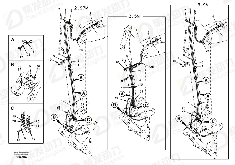 VOLVO Hose assembly SA9451-02622 Drawing