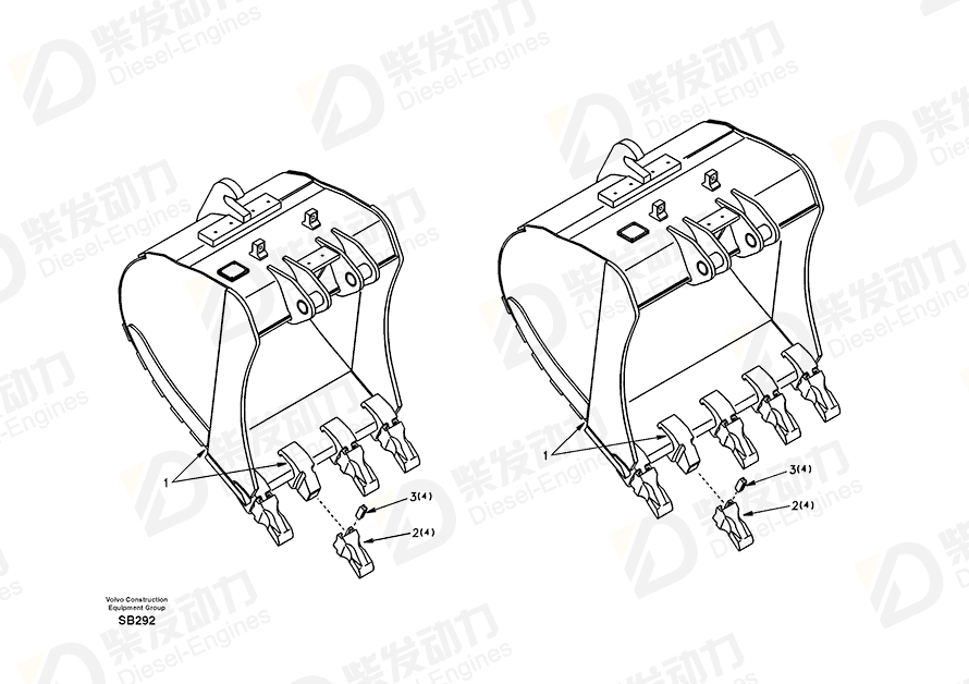 VOLVO Bucket SA1171-70091 Drawing VOLVO Bucket SA1171-70091 Drawing
