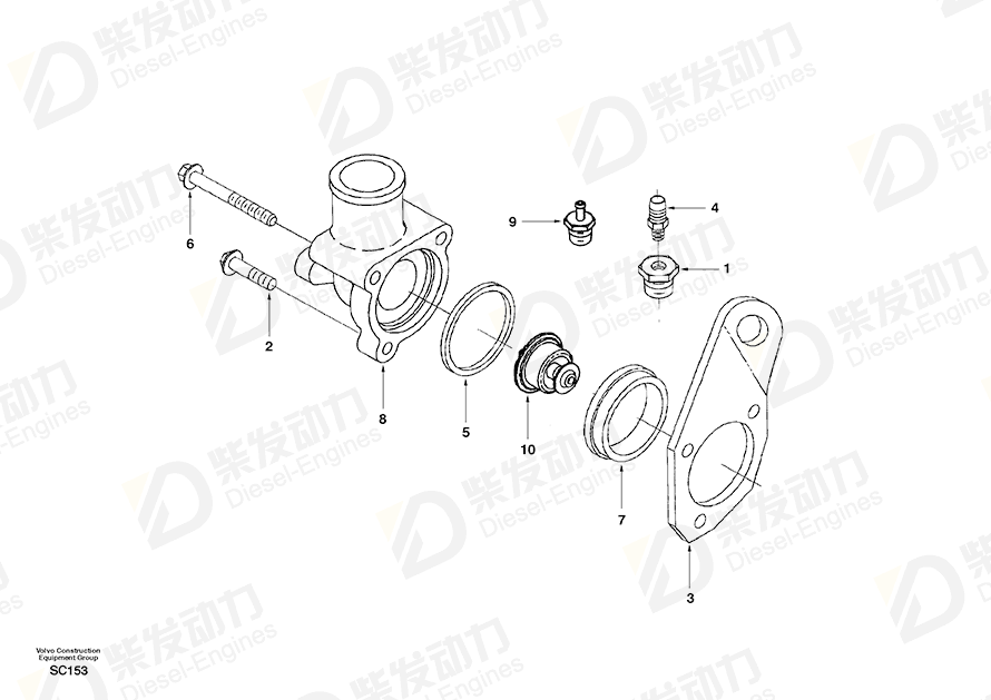 VOLVO Thermostat SA3928499 Drawing