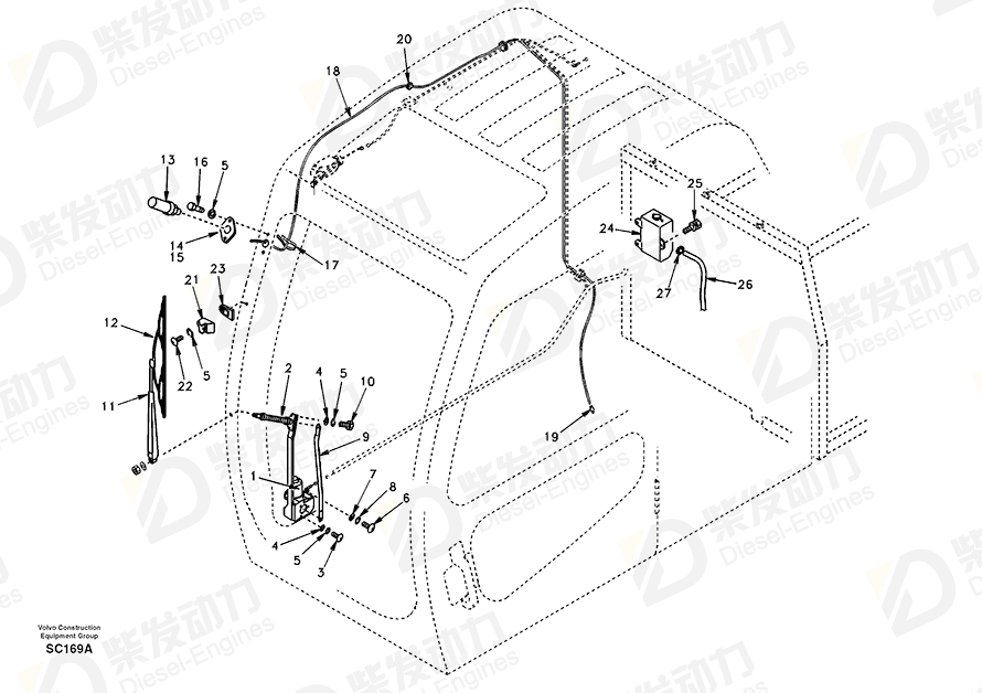 VOLVO Wiper Motor SA1123-00160 Drawing VOLVO Wiper Motor SA1123-00160 Drawing