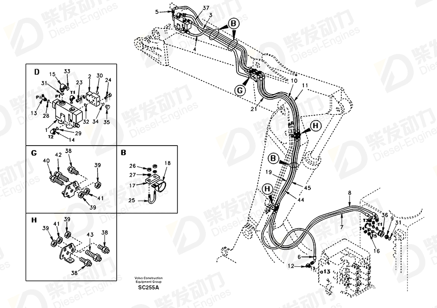 VOLVO Hose assembly SA9453-03531 Drawing