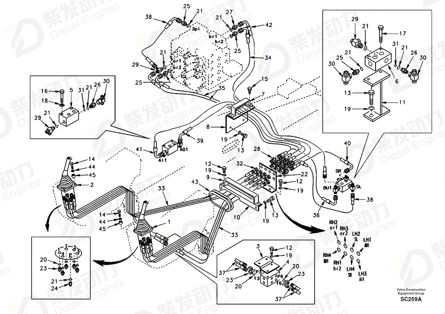 VOLVO Hose assembly SA9453-02334 Drawing