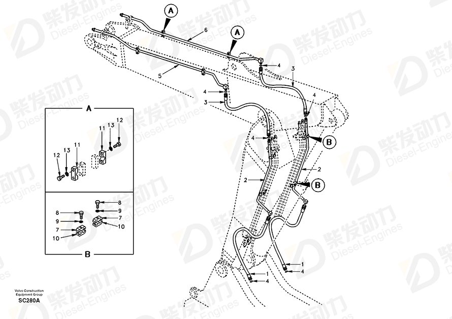 VOLVO Hose SA9401-35626 Drawing VOLVO Hose SA9401-35626 Drawing