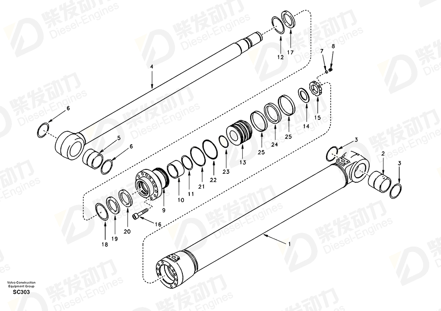 VOLVO Piston seal SA9562-11600 Drawing