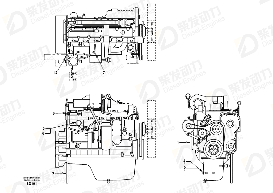 VOLVO Engine SA1111-00704 Drawing VOLVO Engine SA1111-00704 Drawing