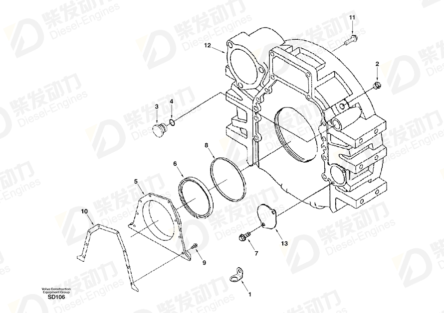 VOLVO Flywheel housing SA3908799 Drawing