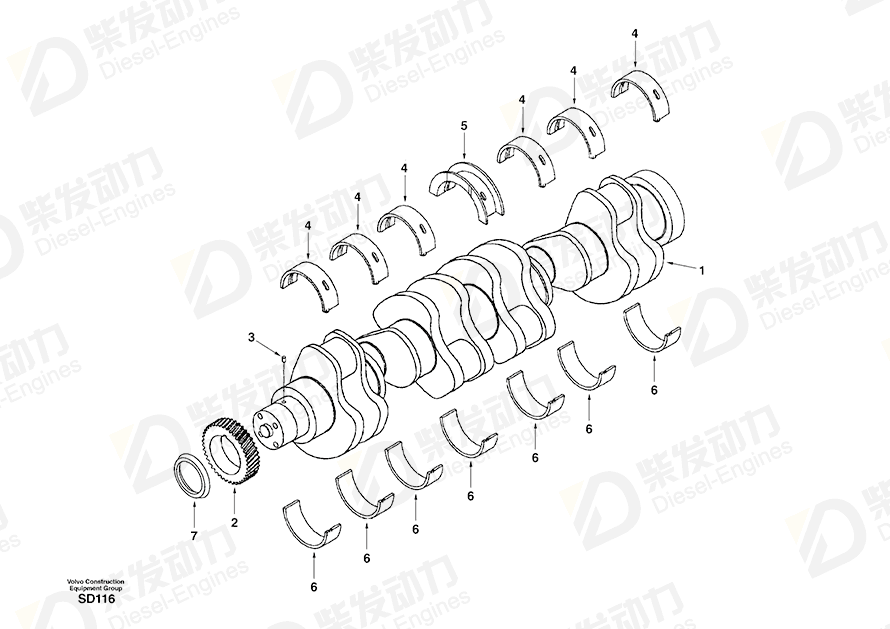 VOLVO Crankshaft SA3917320 Drawing