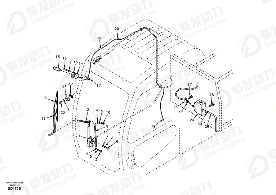 VOLVO Wiper blade SA1123-00180 Drawing VOLVO Wiper blade SA1123-00180 Drawing