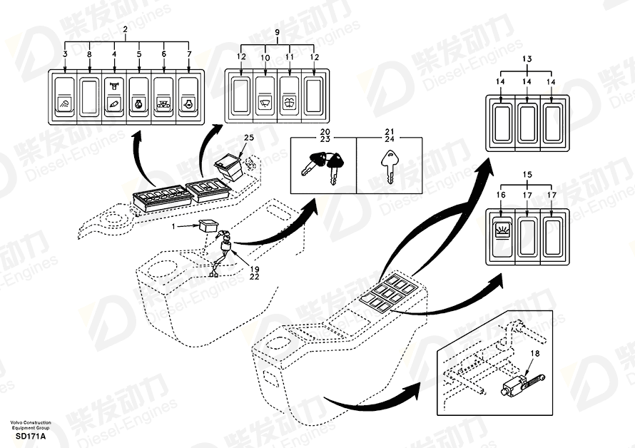 VOLVO Wiper-washer switch SA1123-03220 Drawing VOLVO Wiper-washer switch SA1123-03220 Drawing