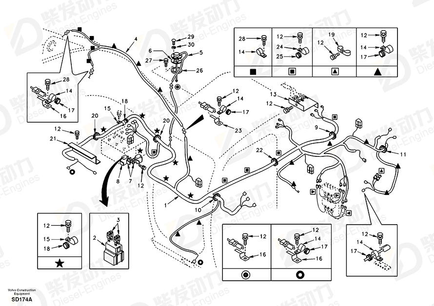 VOLVO Cable harness SA1122-02530 Drawing