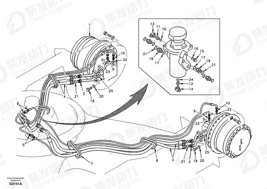 VOLVO Hose assembly 937008 Drawing