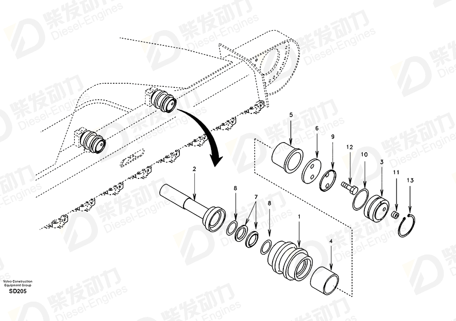 VOLVO Bushing SA1181-00350 Drawing VOLVO Bushing SA1181-00350 Drawing
