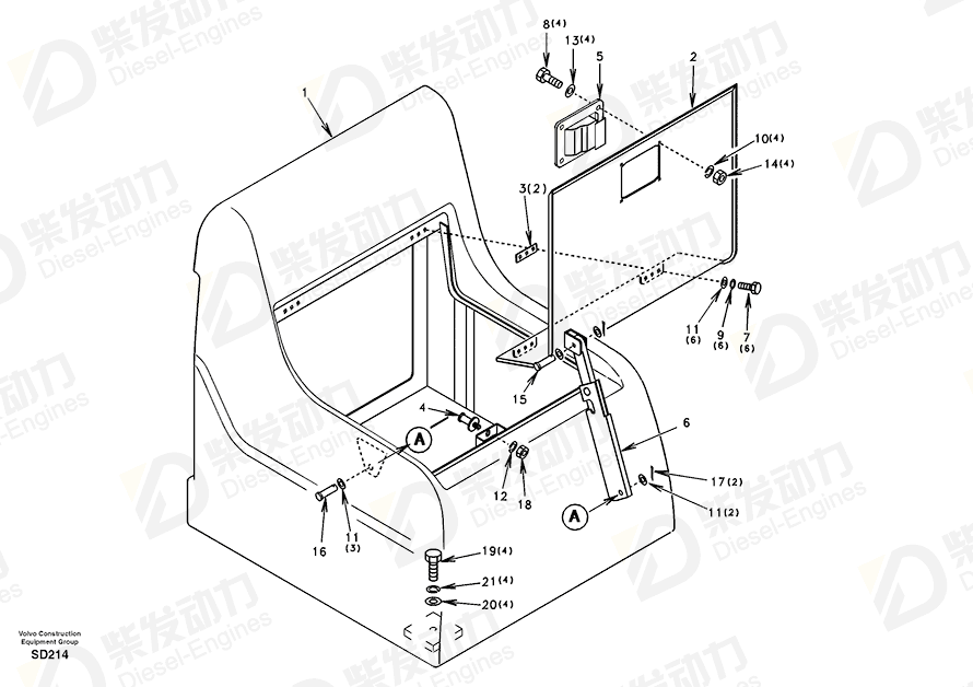 VOLVO Clevis pin SA9321-21016 Drawing VOLVO Clevis pin SA9321-21016 Drawing