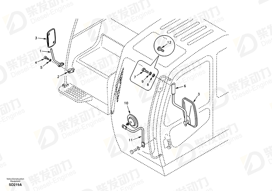 VOLVO Mirror SA1166-03450 Drawing VOLVO Mirror SA1166-03450 Drawing