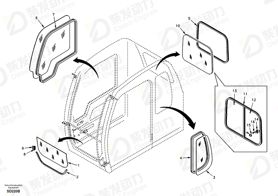 VOLVO Glass SA1166-00360 Drawing