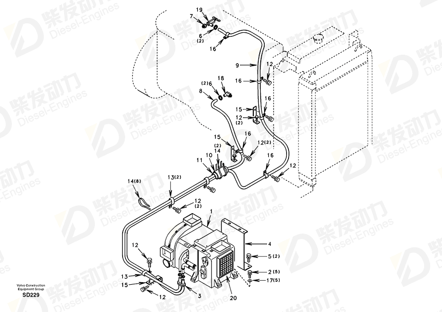VOLVO Hose SA9961-23340 Drawing VOLVO Hose SA9961-23340 Drawing