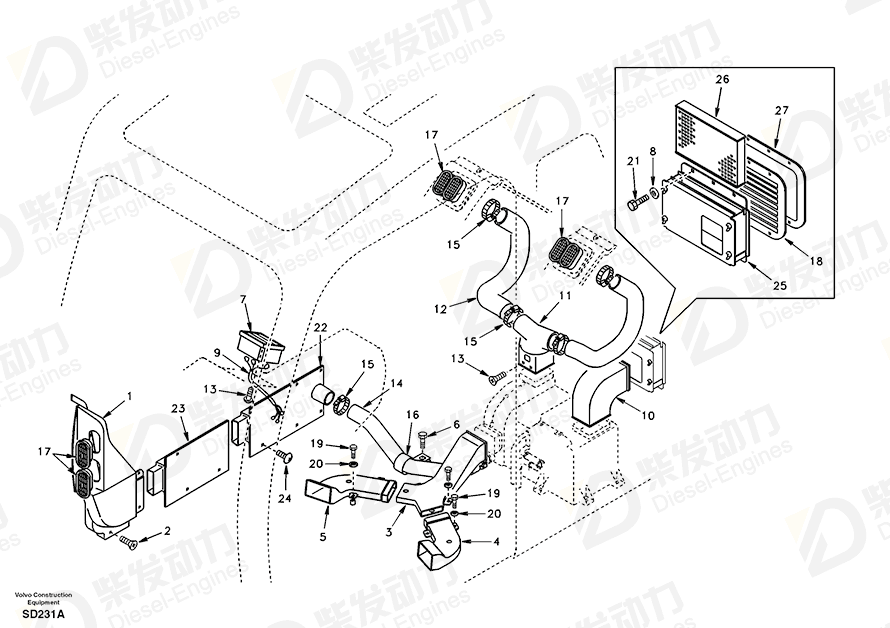 VOLVO Duct SA1125-01012 Drawing VOLVO Duct SA1125-01012 Drawing