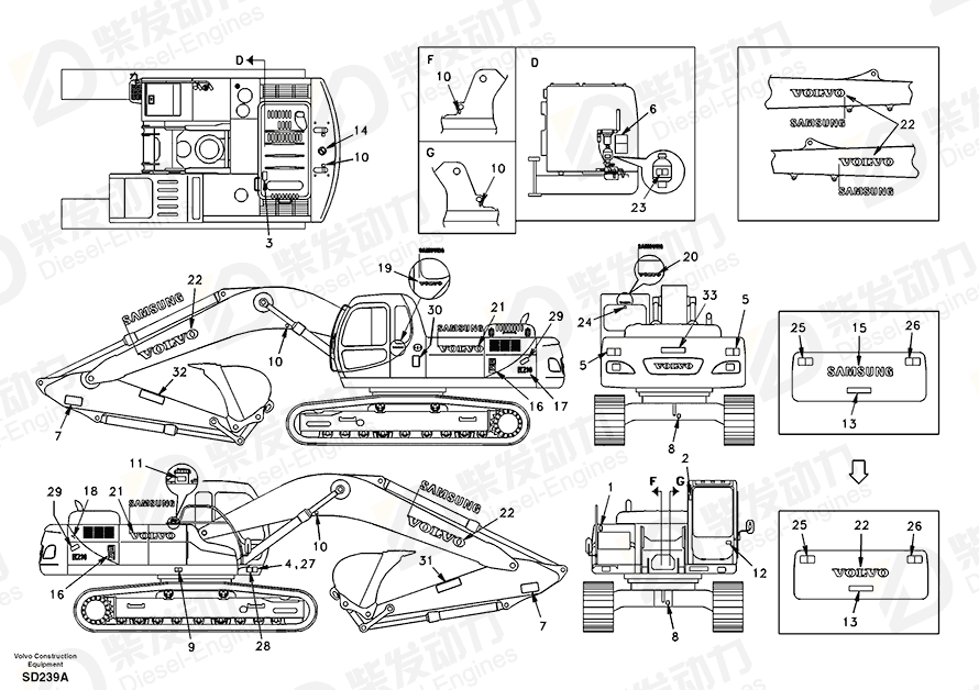 VOLVO Decal Set 14501466 Drawing