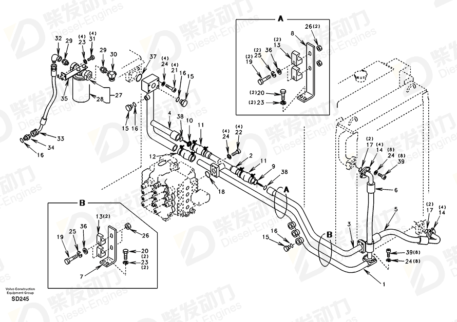 VOLVO Pipe SA1142-09540 Drawing VOLVO Pipe SA1142-09540 Drawing