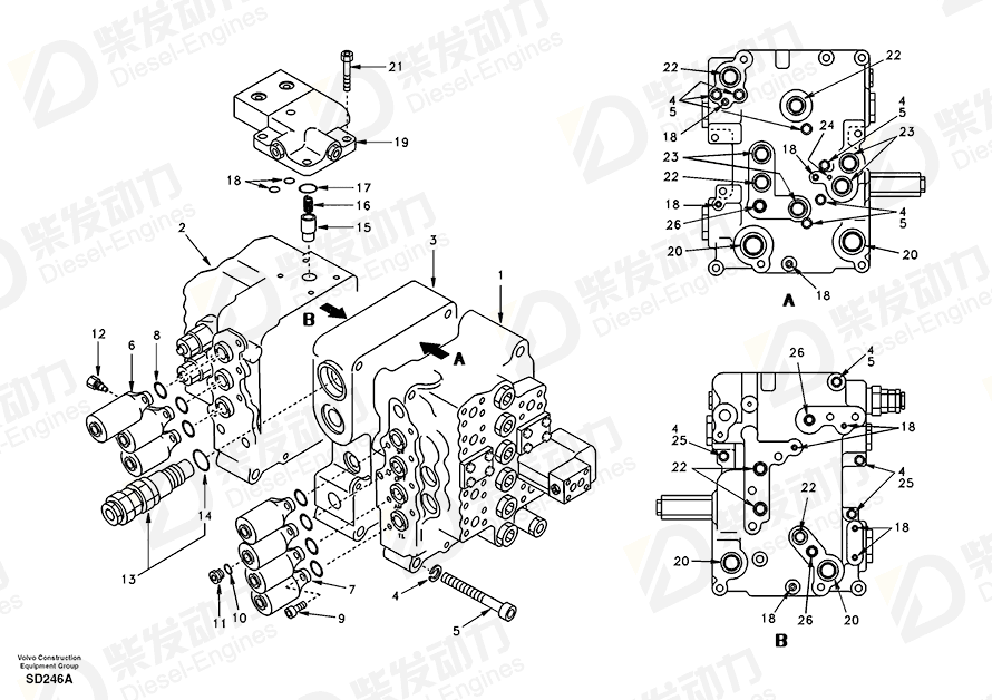 VOLVO Manifold SA14501806 Drawing VOLVO Manifold SA14501806 Drawing