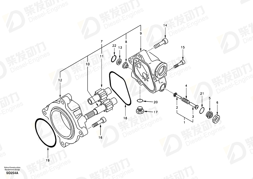 VOLVO Gear Pump SA7220-00530 Drawing