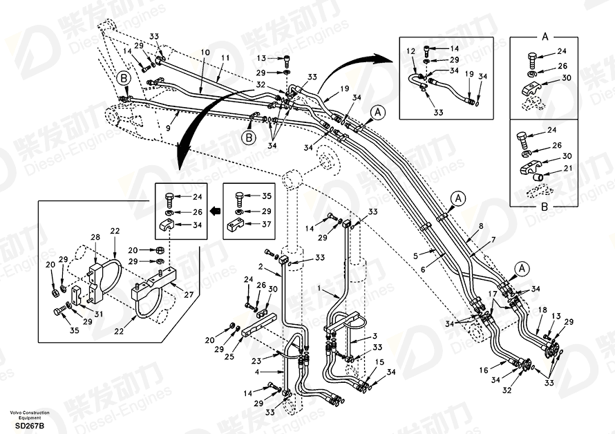 VOLVO PIPE_WA RH SA1174-01431 Drawing