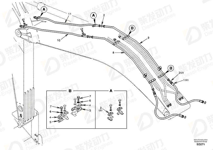 VOLVO Hose SA9401-06635 Drawing VOLVO Hose SA9401-06635 Drawing
