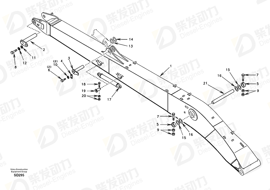 VOLVO Excavator boom SA1173-02240 Drawing