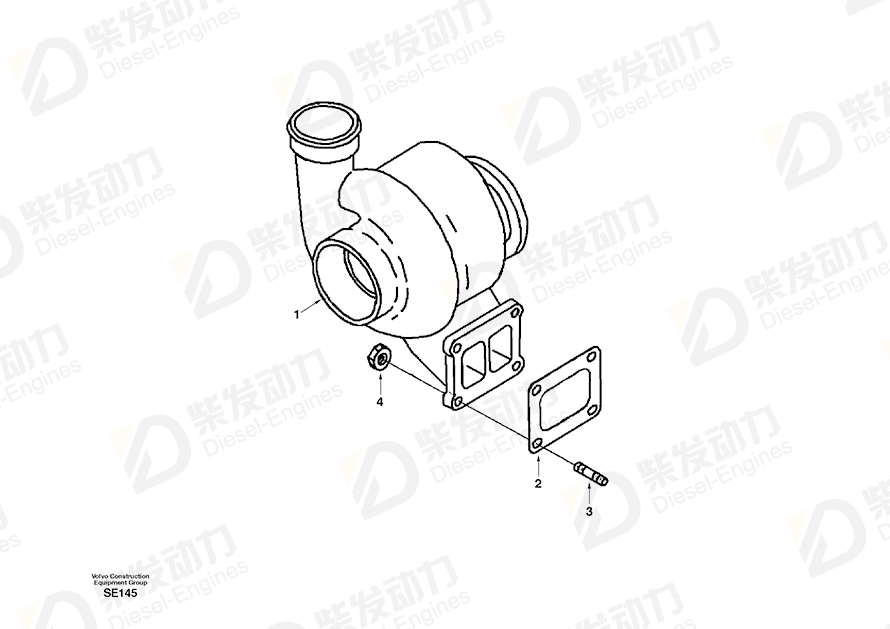 VOLVO Turbocharger SA3804546 Drawing VOLVO Turbocharger SA3804546 Drawing