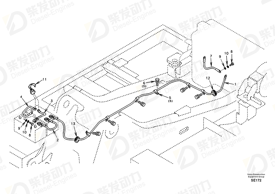 VOLVO Battery Cable SA1121-00550 Drawing