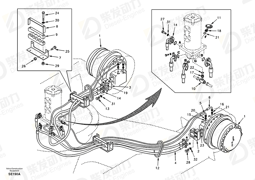 VOLVO Hose assembly SA9452-02355 Drawing