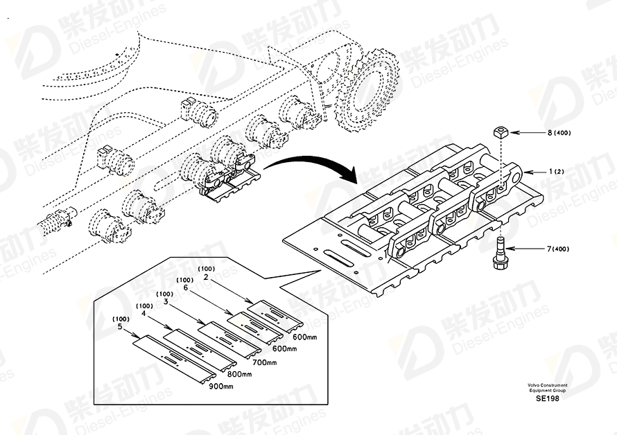 VOLVO Track Shoe SA1082-00921 Drawing